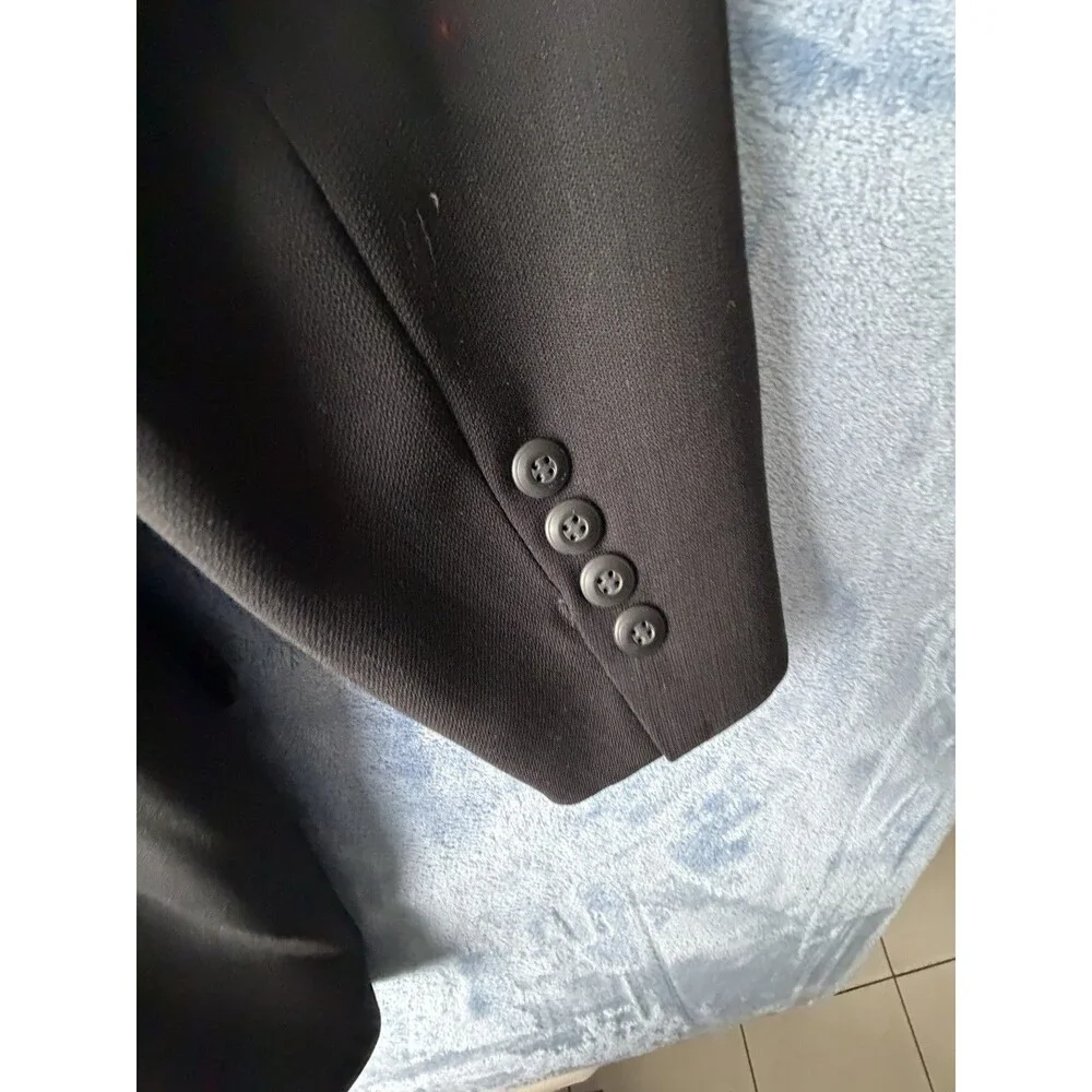 Vintage Bachrach Blazer Mens 44 Black 100% Wool Made Italy 4 Buttons Sport Coat